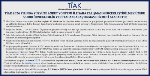 TİAK 2026 YILINDA 55.000 ÖRNEKLEMLİK VERİ TABANI ARAŞTIRMASI HİZMETİ ALACAKTIR
