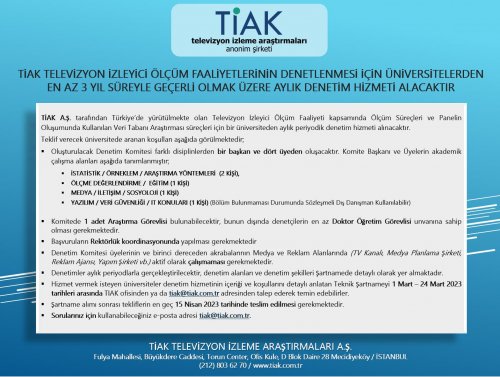 TİAK A.Ş. Teknik Denetim Hizmeti Alımı